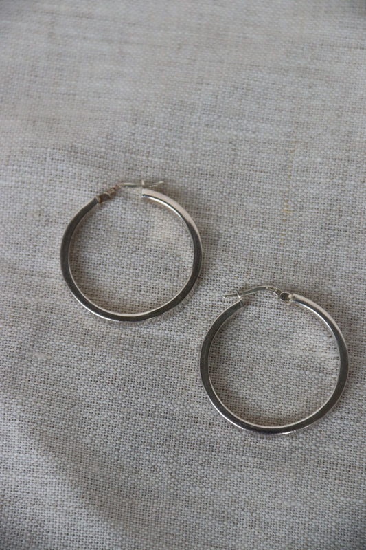 Sterling Silver Wide Flat Hoops