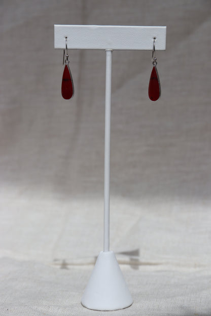 Sterling Silver Red Stone Earrings