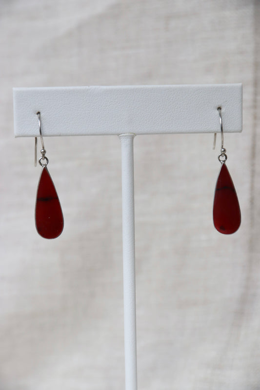 Sterling Silver Red Stone Earrings
