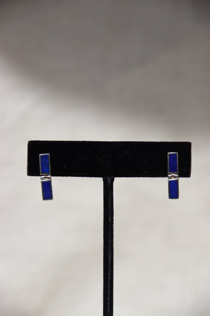 Sterling Silver Lapis Lazuli Hinged Earrings