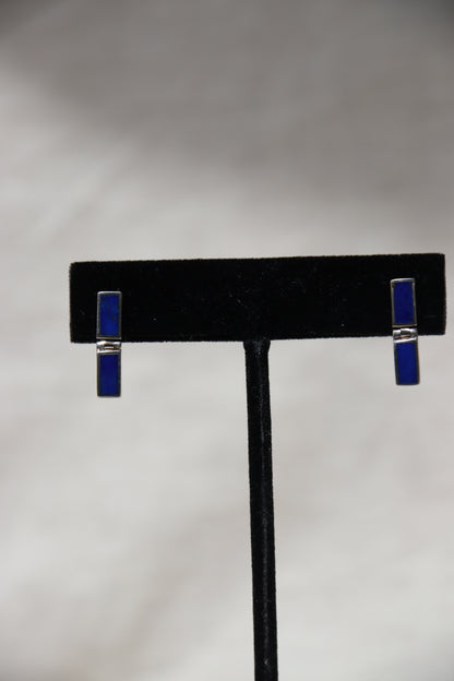 Sterling Silver Lapis Lazuli Hinged Earrings