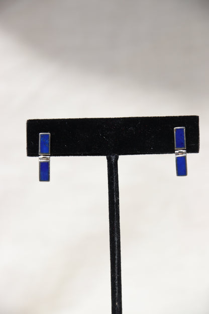Sterling Silver Lapis Lazuli Hinged Earrings