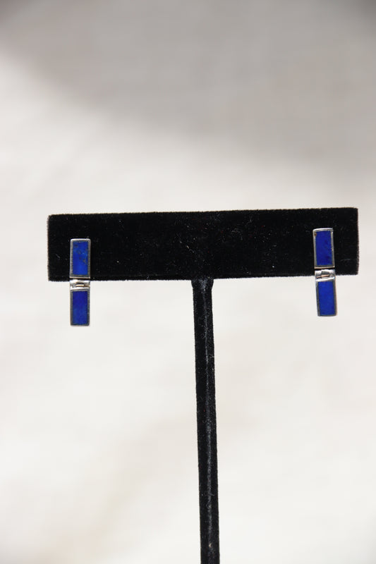Sterling Silver Lapis Lazuli Hinged Earrings