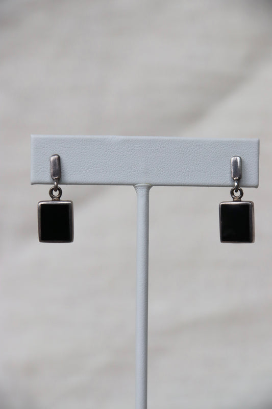 Sterling Silver Obsidian Earrings