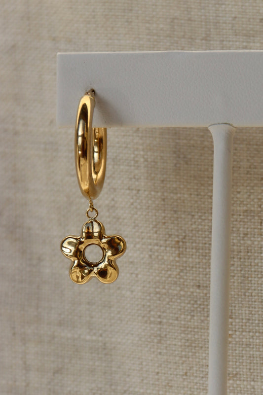 10K Gold Flower Hoops