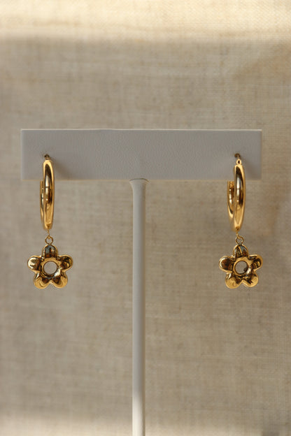 10K Gold Flower Hoops