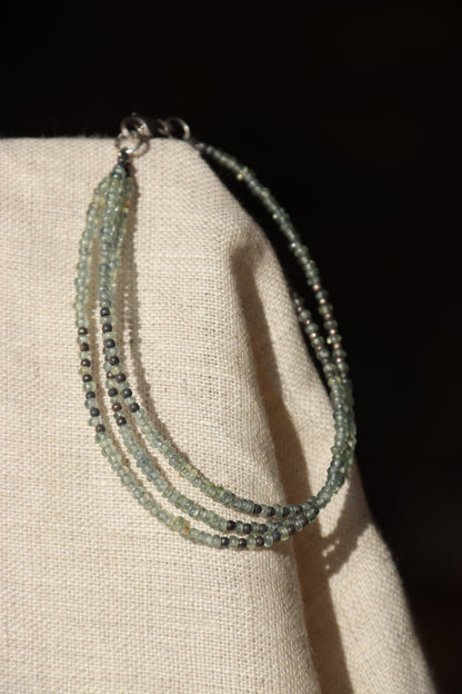 Sterling Silver Multi Strand Gemstone Bracelet