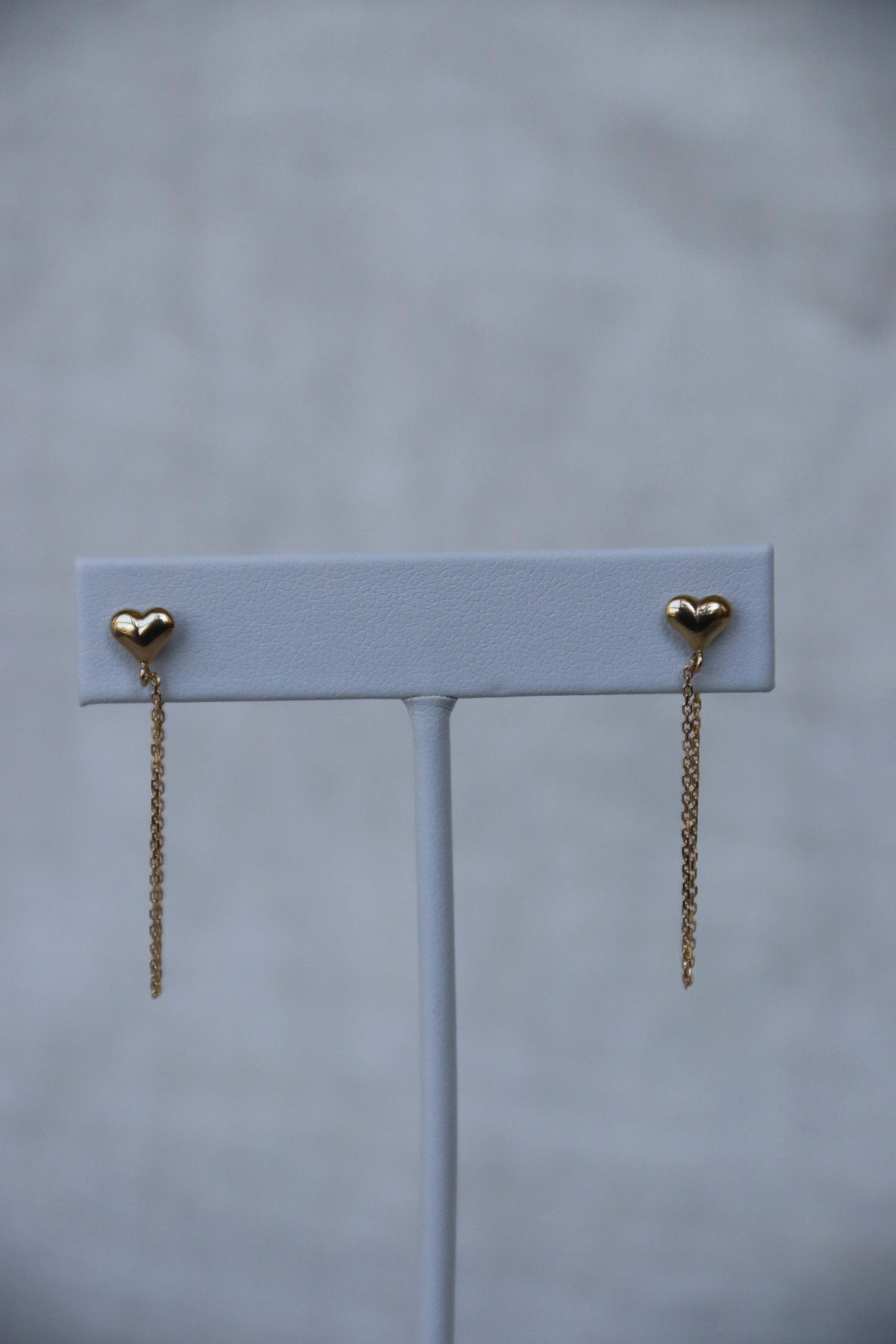 10K Gold Heart Chain Hoop Earrings