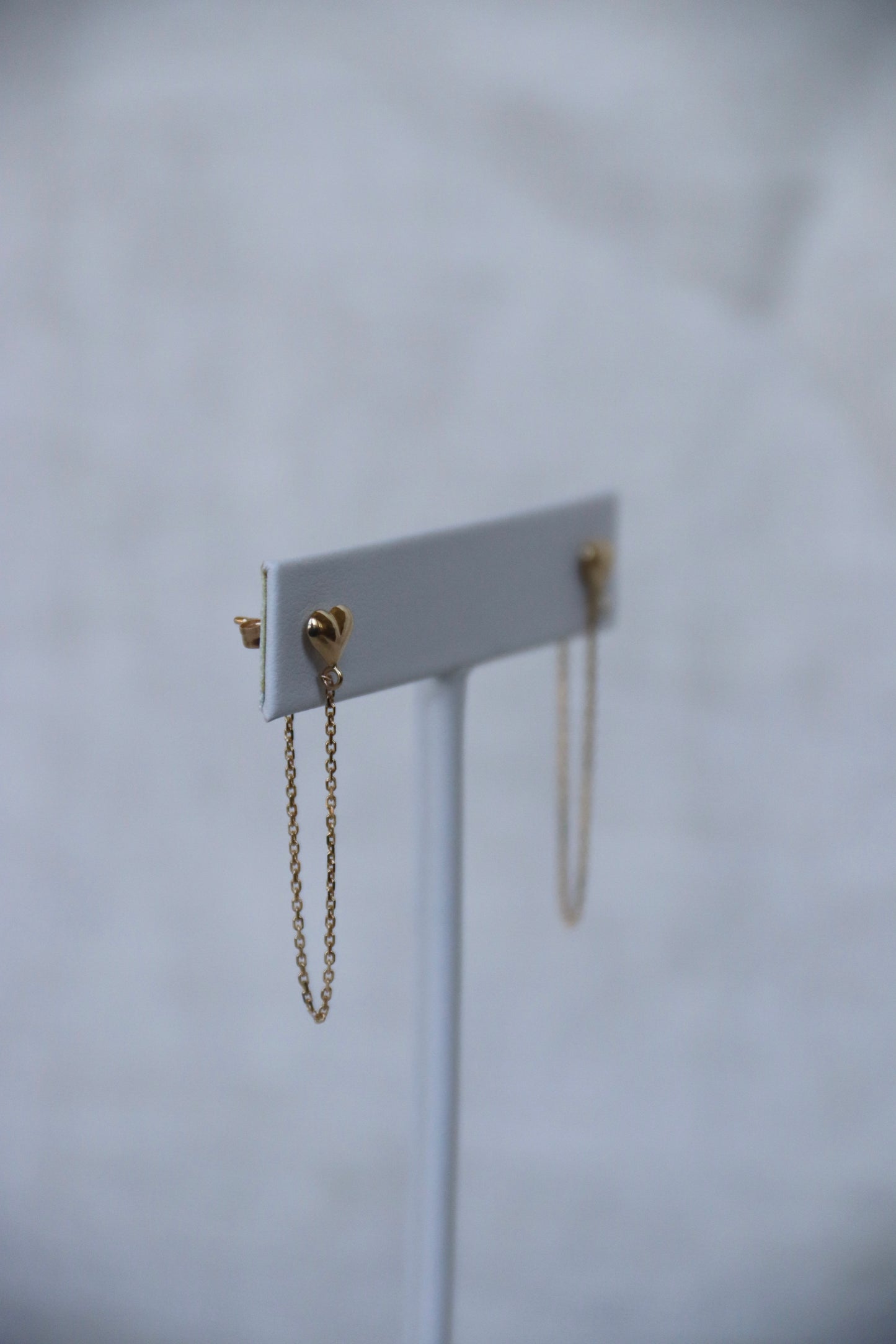 10K Gold Heart Chain Hoop Earrings