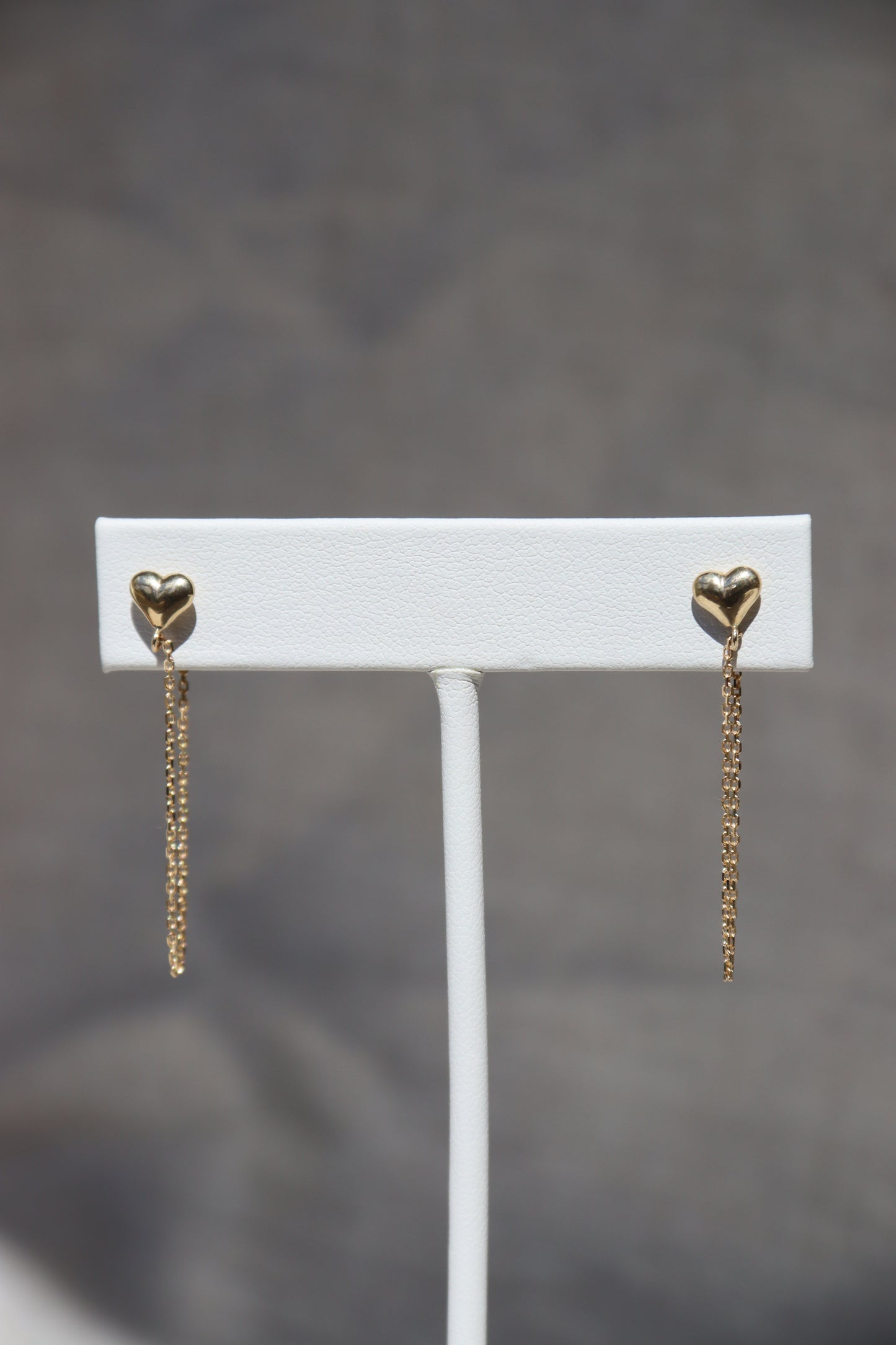 10K Gold Heart Chain Hoop Earrings