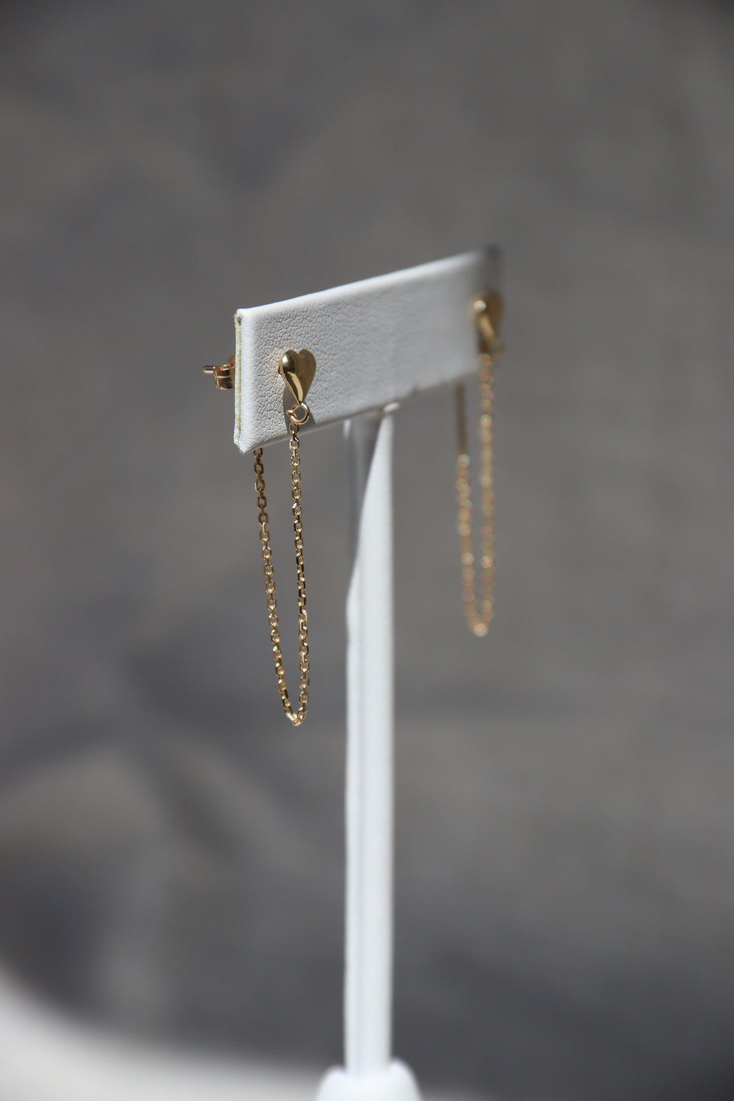 10K Gold Heart Chain Hoop Earrings