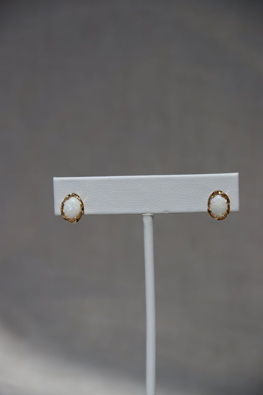 14K Gold Opal Wreath Stud Earrings
