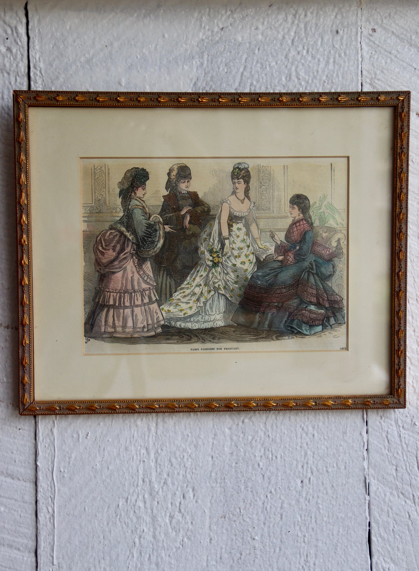 Set of Two Framed Antique Fashion Prints