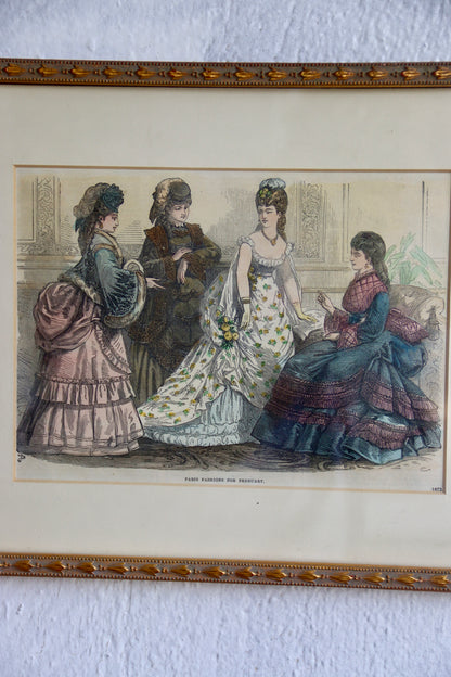 Set of Two Framed Antique Fashion Prints