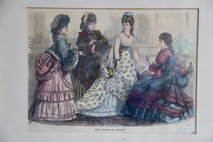 Set of Two Framed Antique Fashion Prints