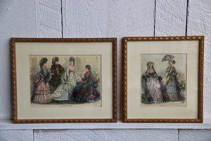 Set of Two Framed Antique Fashion Prints