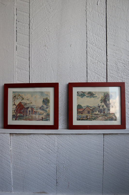 Set of Two Framed Watercolors