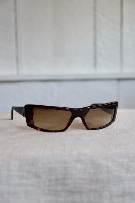 Salvatore Ferragamo Brown Marble Rectangle Sunglasses