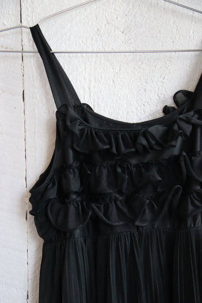 Black Ruffled Wide-Leg Slip Jumpsuit