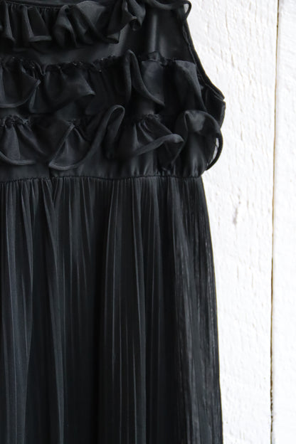 Black Ruffled Wide-Leg Slip Jumpsuit