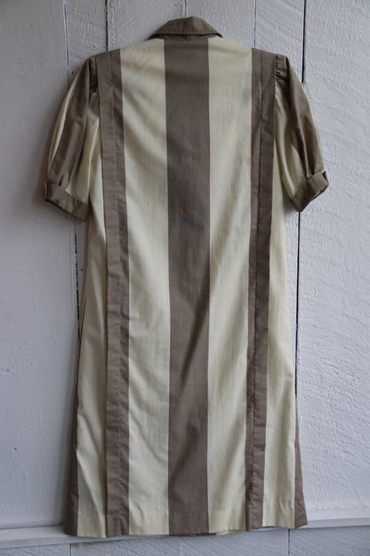 brown and cream striped dress Petal and Pup Women's Henry Striped Midi Dress