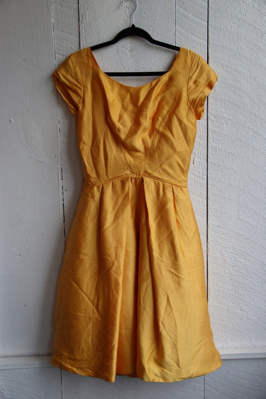 Yellow Short Sleeved Puff Dress