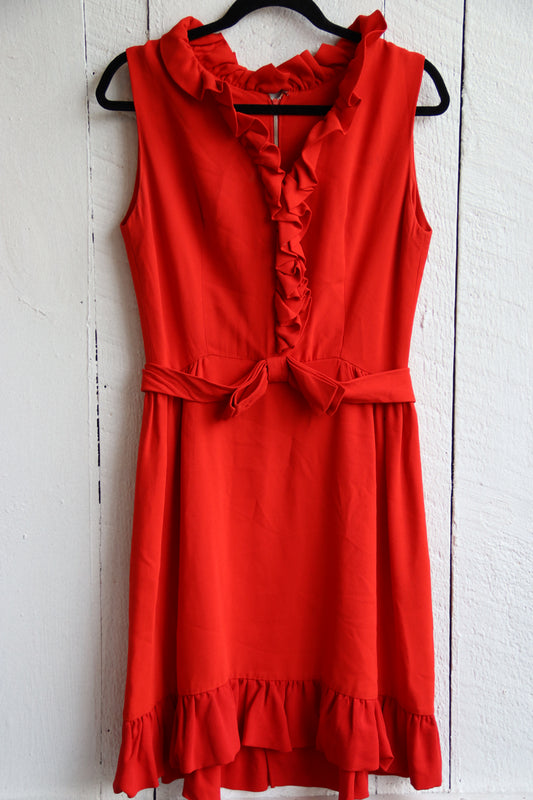 60s Red Ruffled Dress