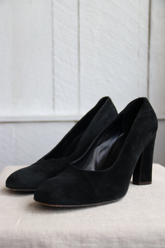 Jil Sander Black Suede Heels