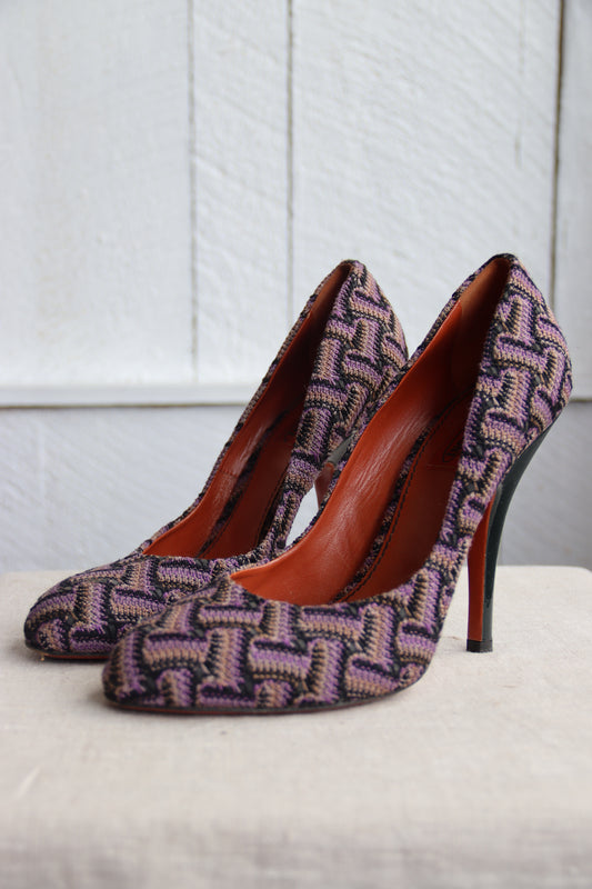 Missoni Printed Purple Fabric Heels