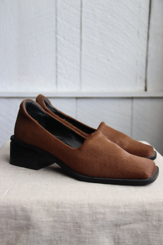 Hopp Brown Calf Hair Heels