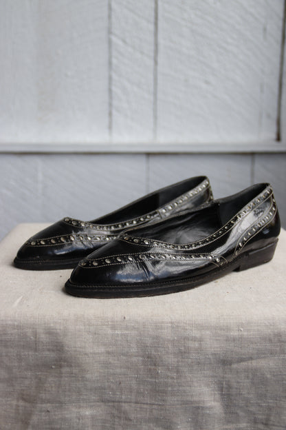 Charles Jourdan Black Leather Flats