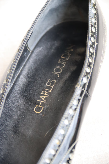 Charles Jourdan Black Leather Flats