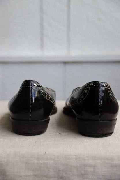 Charles Jourdan Black Leather Flats