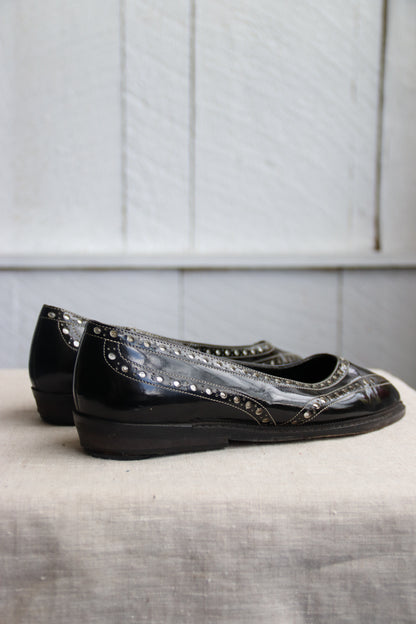 Charles Jourdan Black Leather Flats