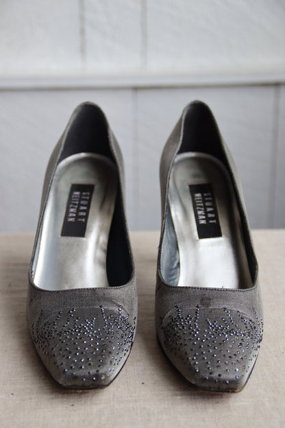 Stuart Weitzman Grey Heels with Sparkles