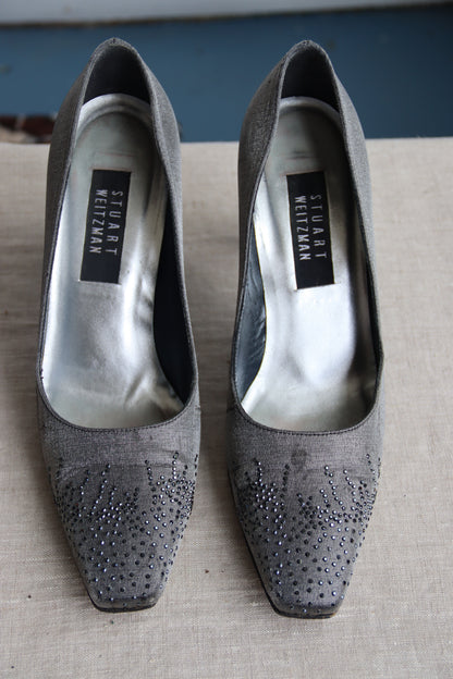 Stuart Weitzman Grey Heels with Sparkles