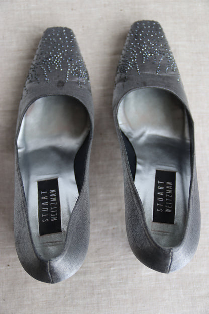 Stuart Weitzman Grey Heels with Sparkles