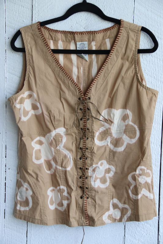 Handmade Beige Top with Flowers