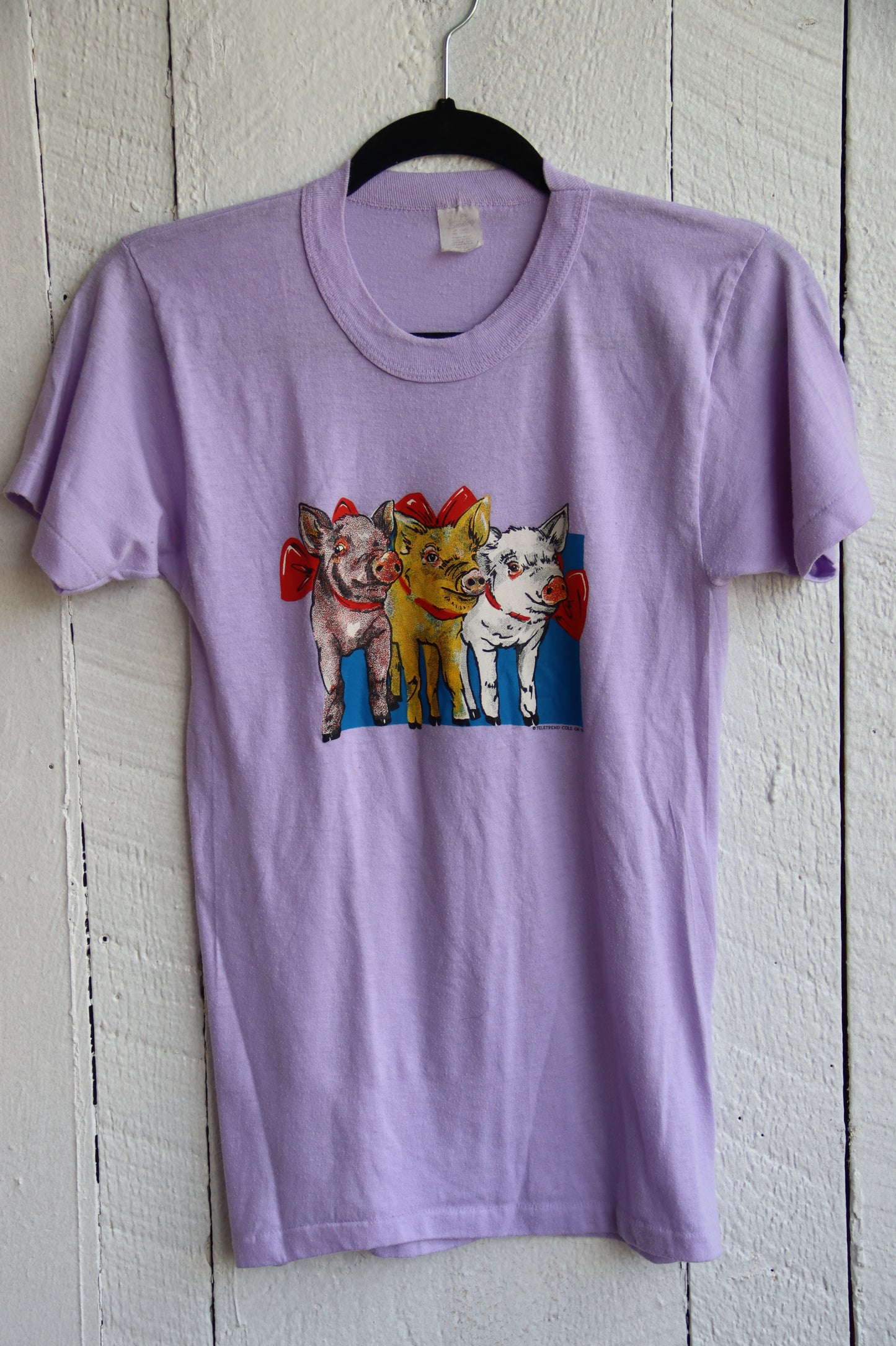 Lavender Purple Tshirt with Pigs