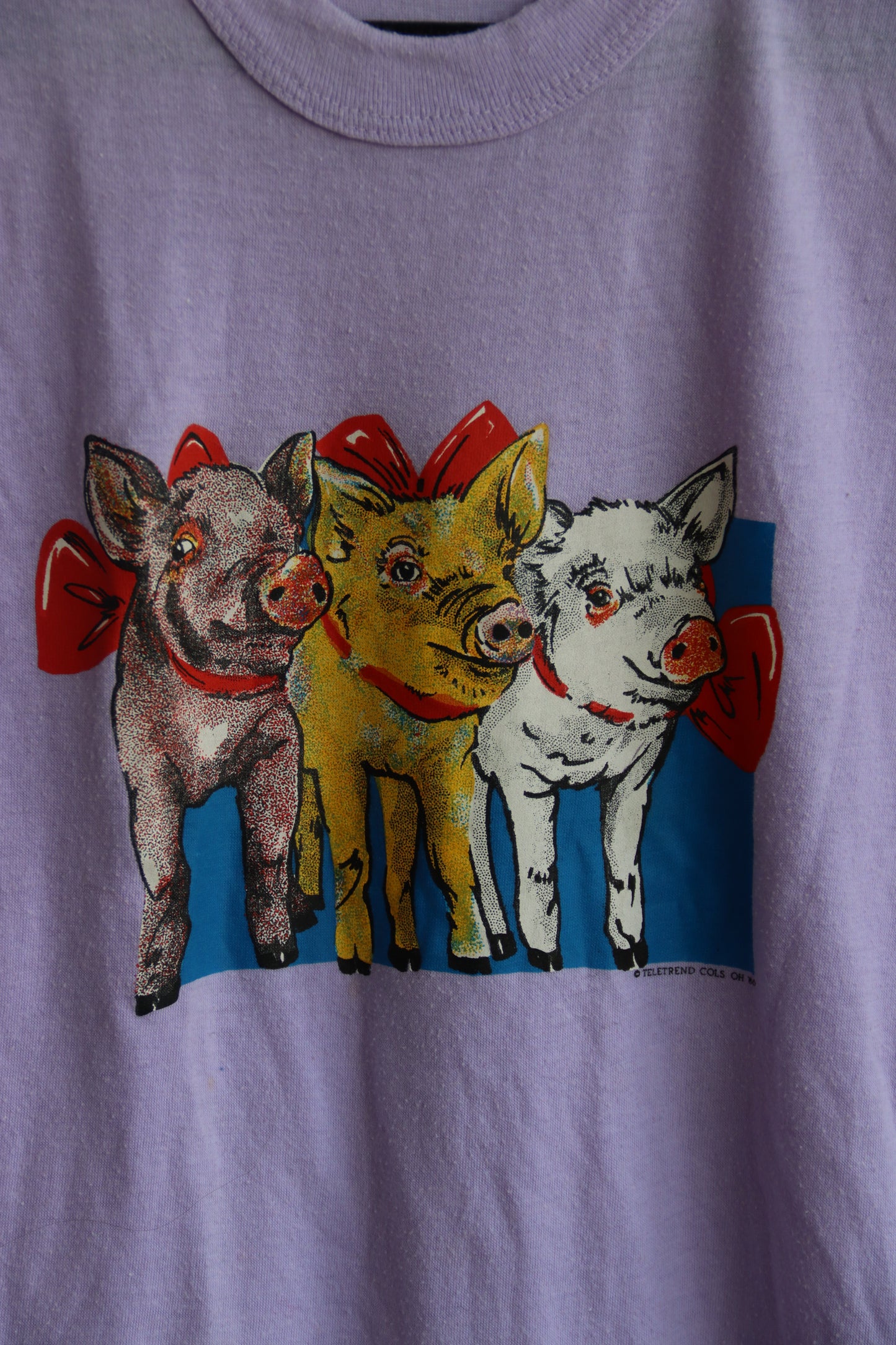 Lavender Purple Tshirt with Pigs