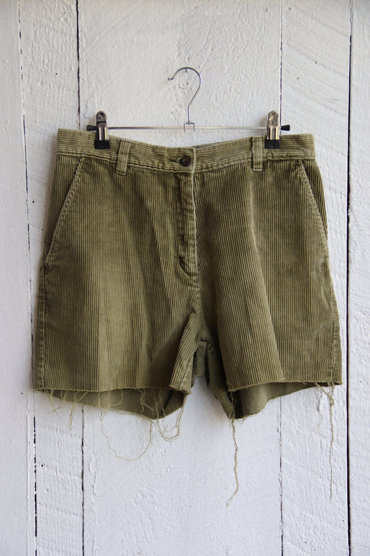 Woolrich Green Corduroy Cutoff Shorts