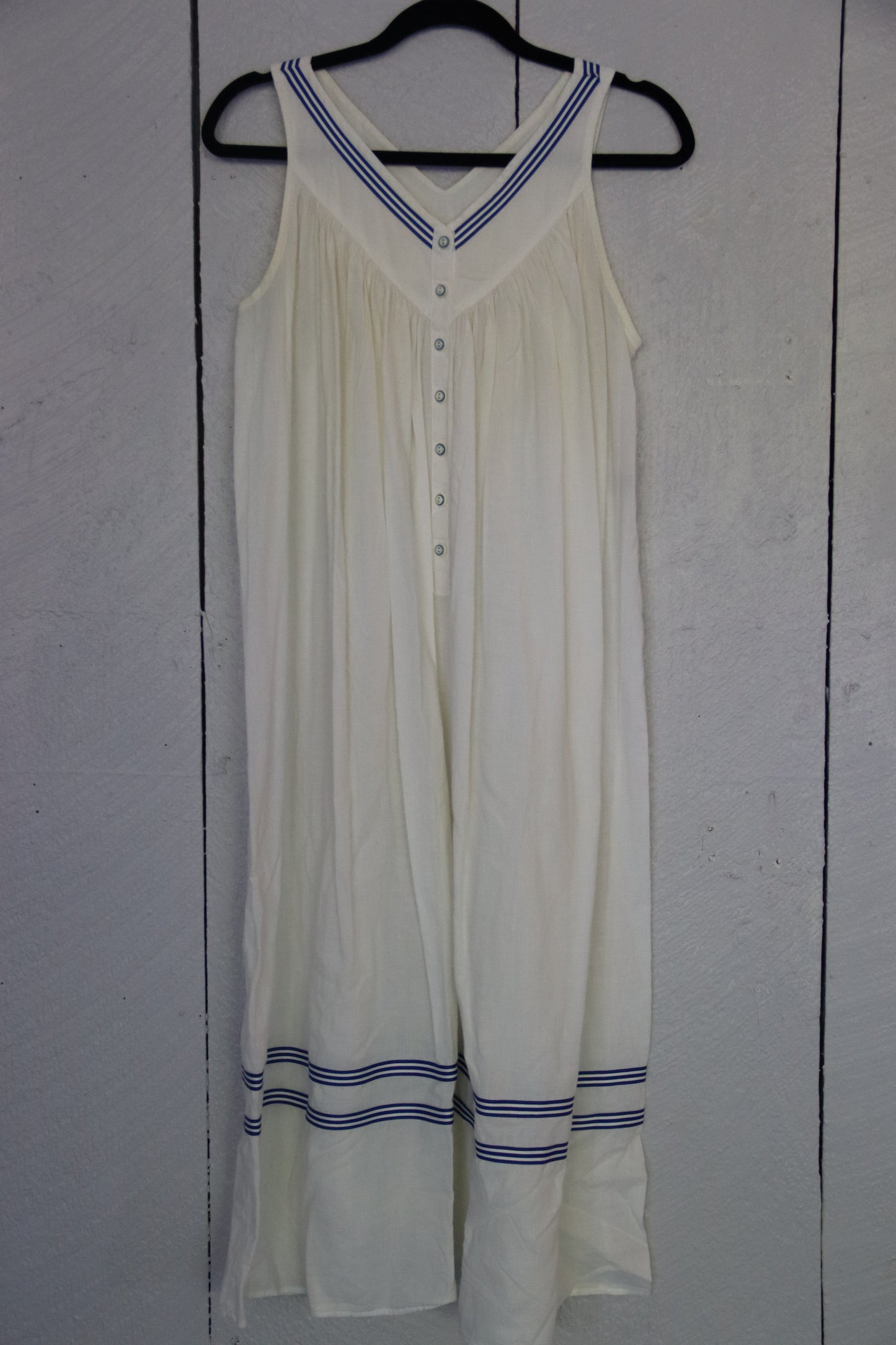 Elleen West White Dress with Blue Stripes