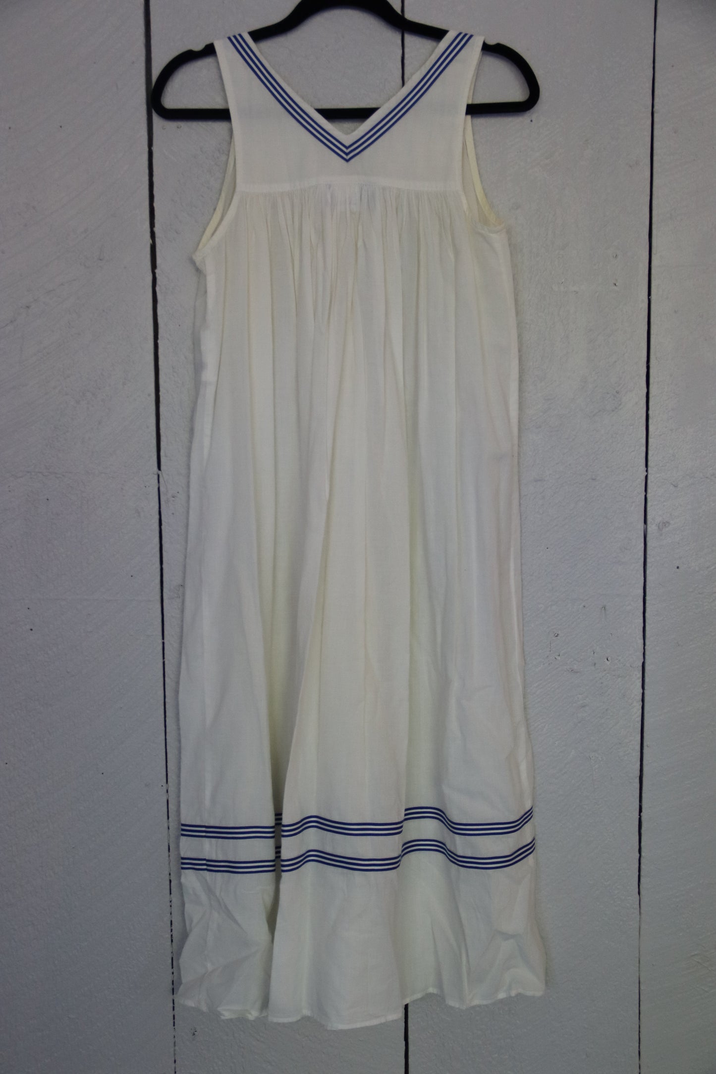 Elleen West White Dress with Blue Stripes