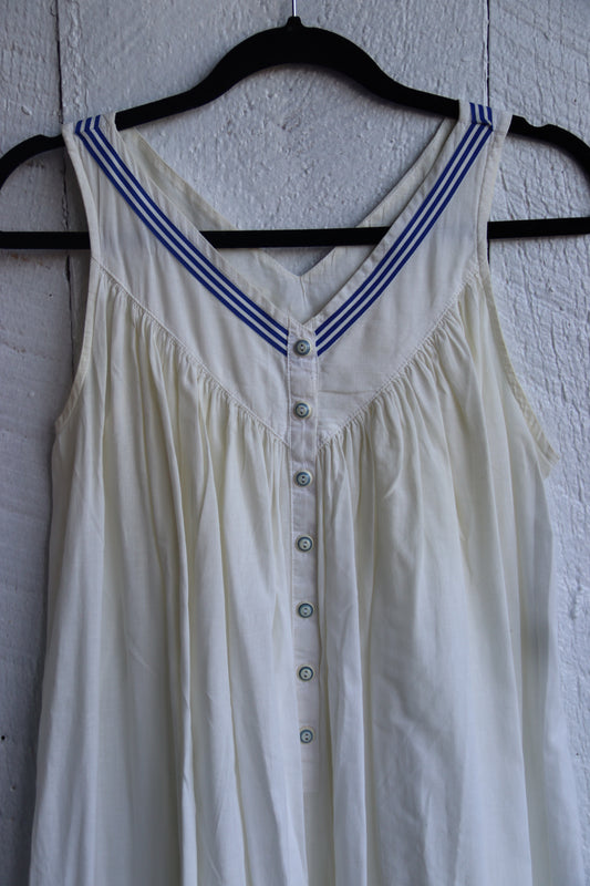 Elleen West White Dress with Blue Stripes