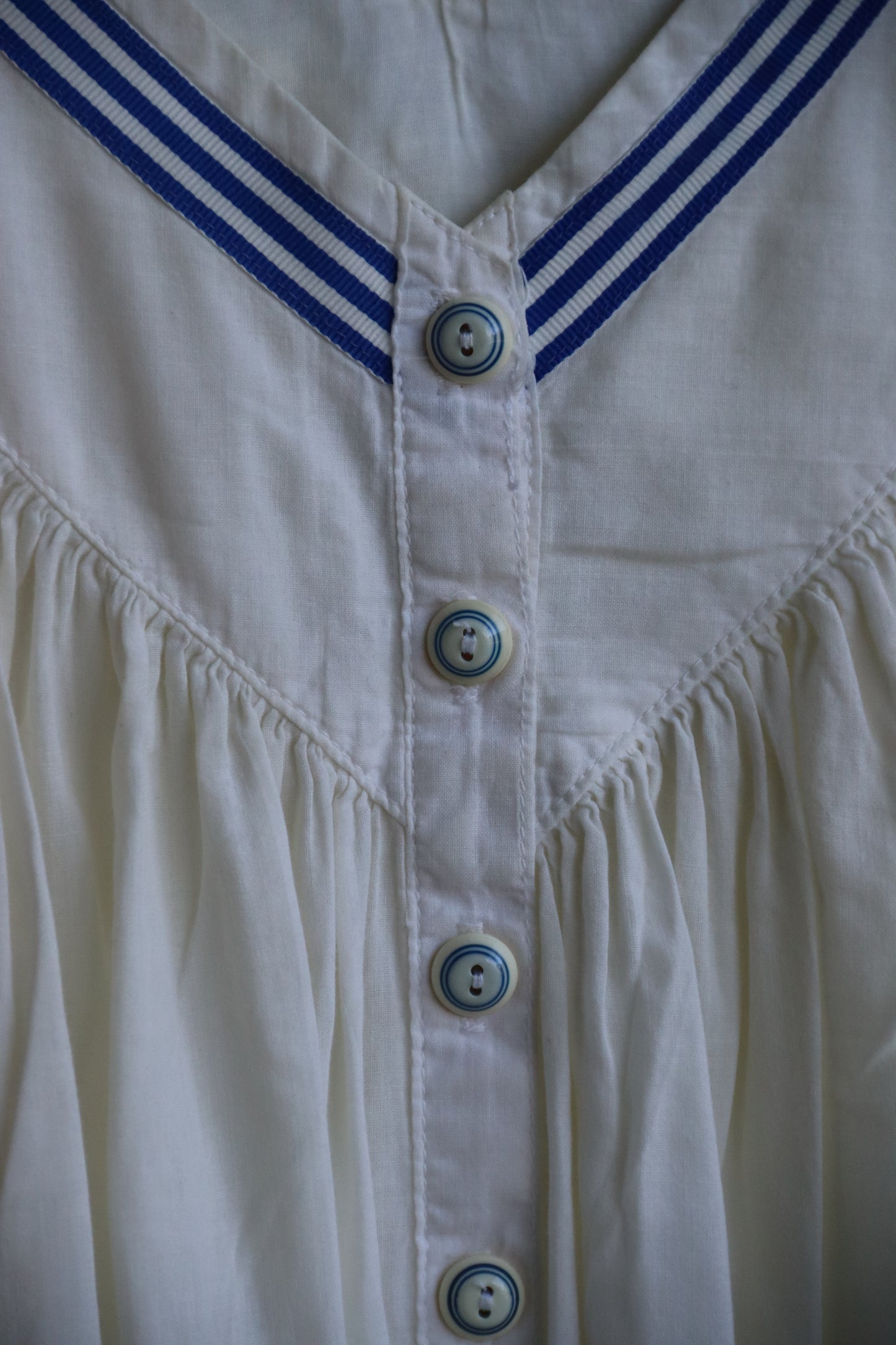 Elleen West White Dress with Blue Stripes