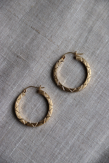 Hoops with Diamond Cut Pattern