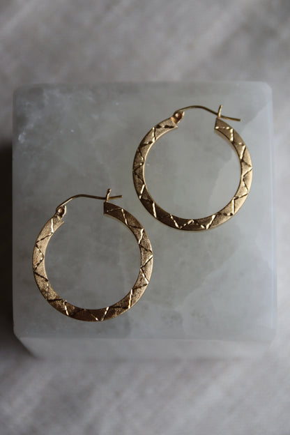 Hoops with Diamond Cut Pattern