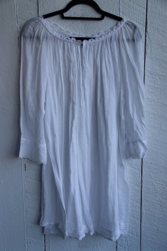 Celestine White Cotton Nightgown