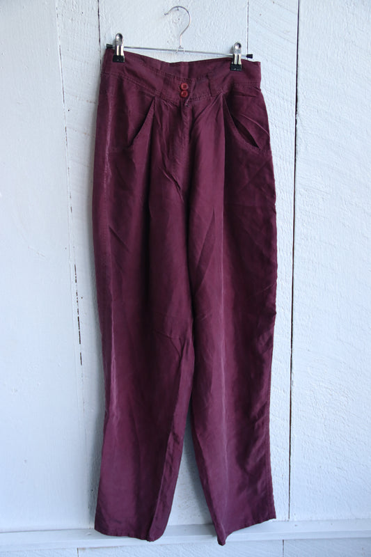 Uno Maroon Silk Pants