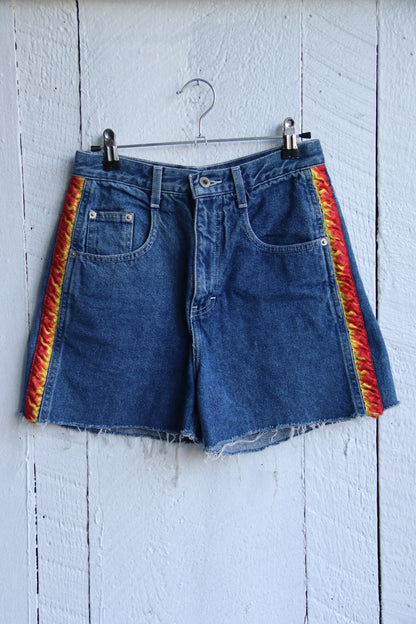 Jordache Dark Wash Jean Shorts with Fire Detail